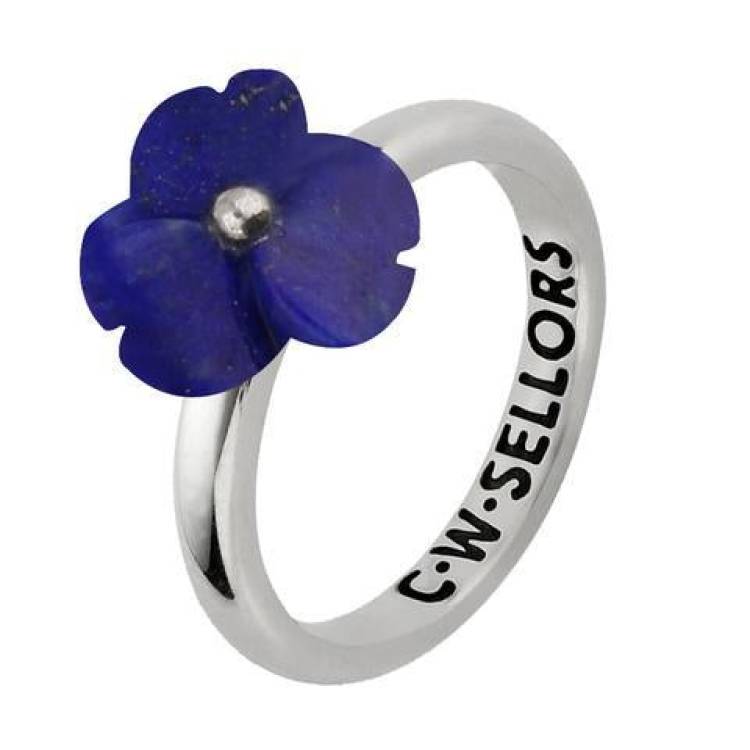 Sterling Silver Lapis Lazuli Tuberose 10mm Clover Ring - Silver