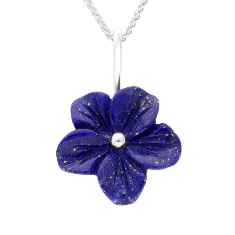 Sterling Silver Lapis Lazuli Tuberose 22mm Desert Rose Necklace - Silver