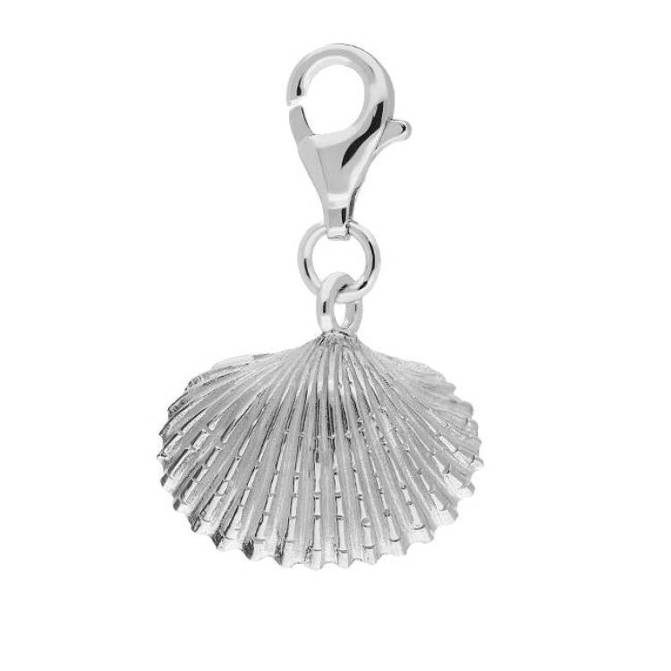 Sterling Silver Large Clam Shell Charm - Silver