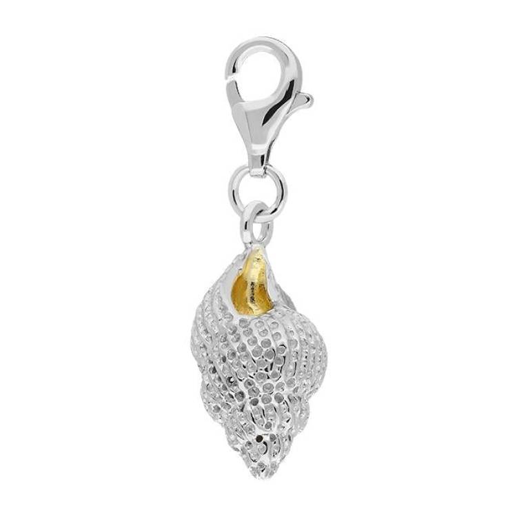 Sterling Silver Small Conch Shell Charm - Silver