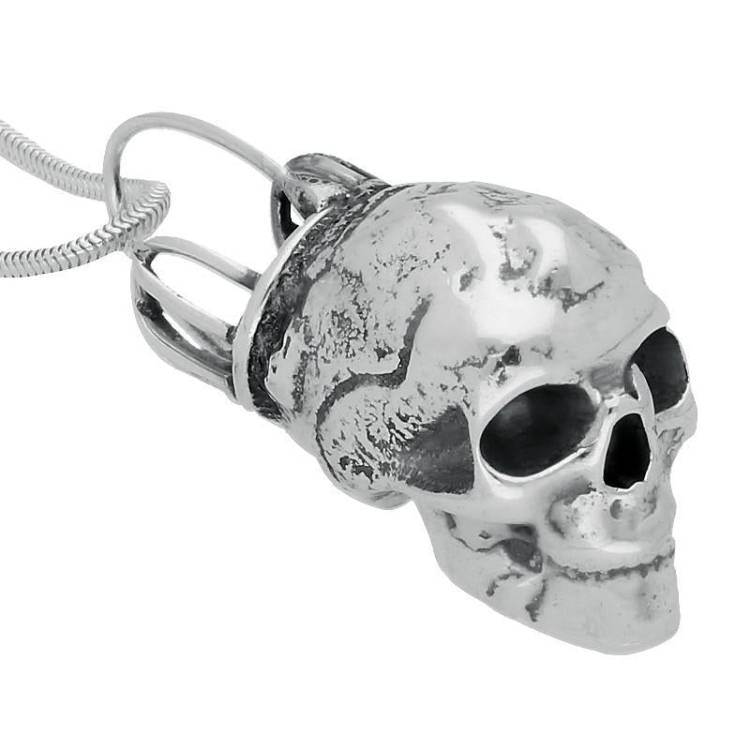 Sterling Silver Medium Skull Cage Necklace - Silver