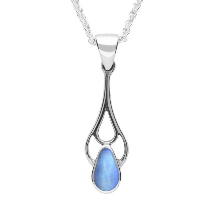 Sterling Silver Moonstone Pear Spoon Necklace - Silver