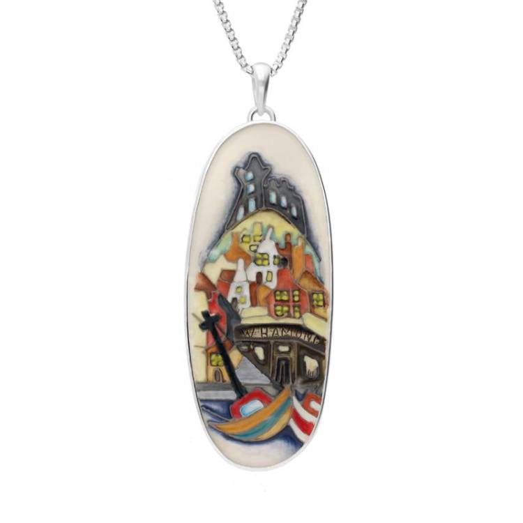 Sterling Silver Moorcroft Oval Necklace