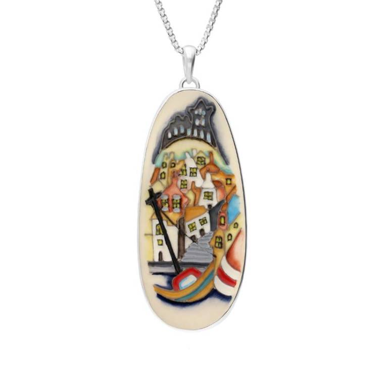 Sterling Silver Moorcroft Oval Whitby Necklace