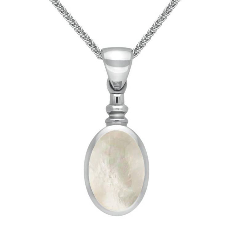 Sterling Silver Mother Of Pearl Bottletop Necklace - Silver