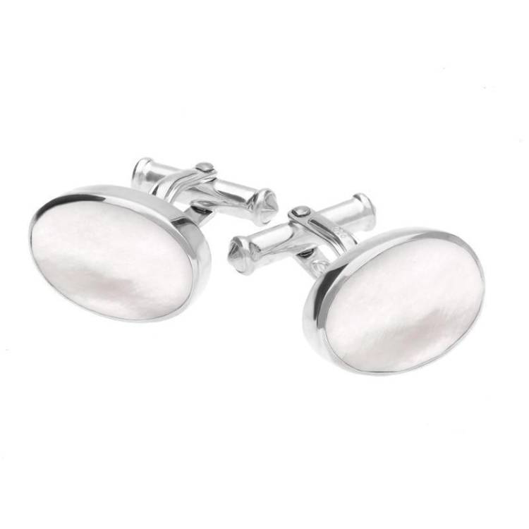 Sterling Silver Mother Of Pearl Oval Cushion Cufflinks - Option1 Value