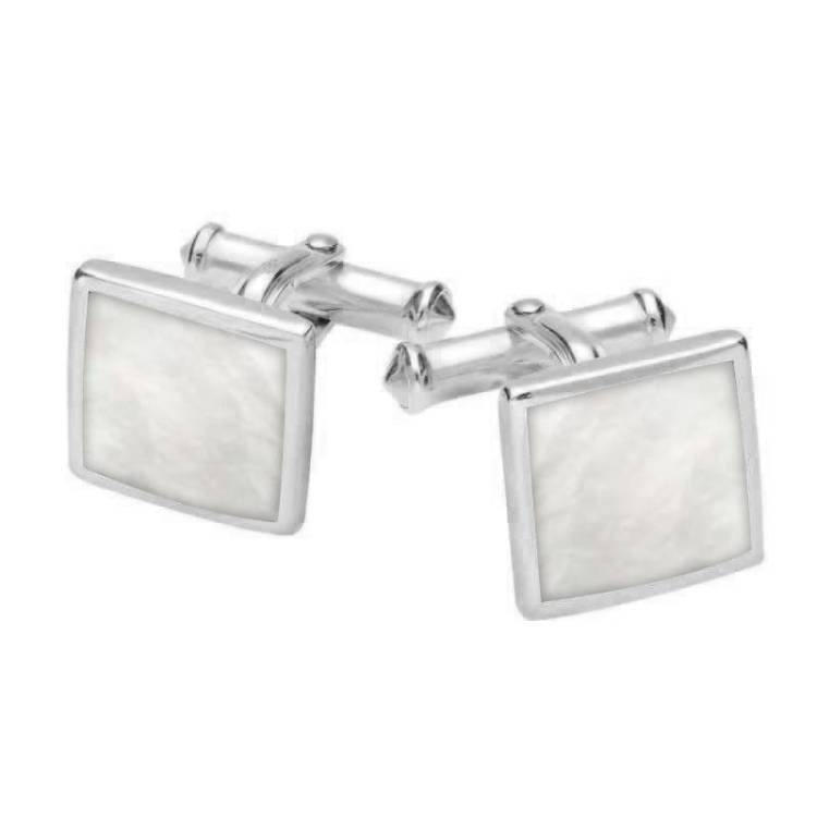 Sterling Silver Mother Of Pearl Square Flat Cufflinks - Option1 Value
