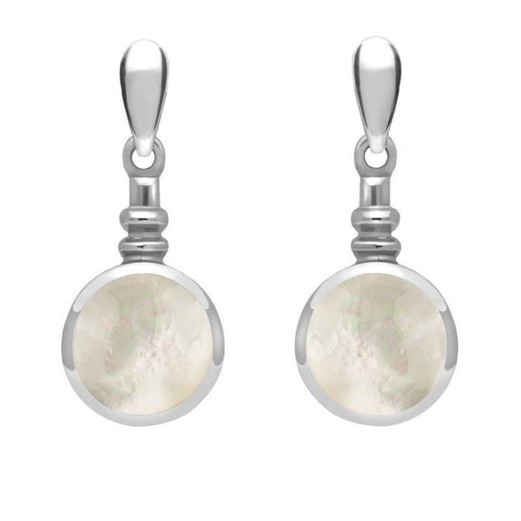 Sterling Silver Mother of Pearl Bottle Top Drop Earrings - Option1 Value Silver