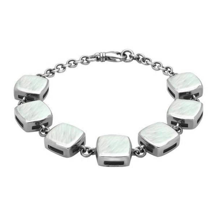 Sterling Silver Mother of Pearl Cushion Bracelet - Silver
