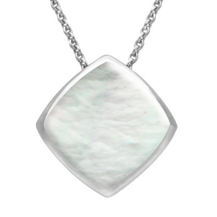 Sterling Silver Mother of Pearl Cushion Necklace - Silver