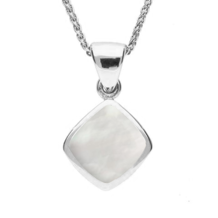 Sterling Silver Mother of Pearl Dinky Cushion Necklace - Option1 Value Silver