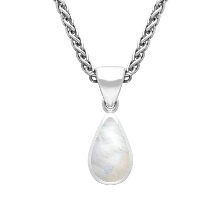 Sterling Silver Mother of Pearl Dinky Pear Necklace - Silver
