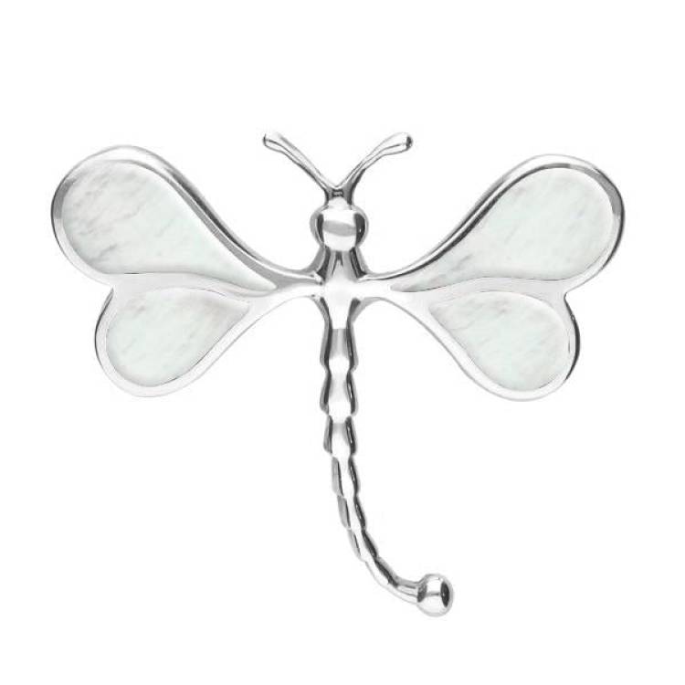 Sterling Silver Mother of Pearl Dragonfly Brooch - Silver