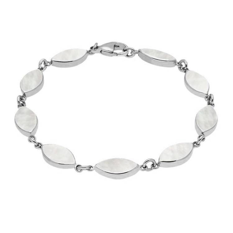Sterling Silver Mother of Pearl Marquise Bracelet