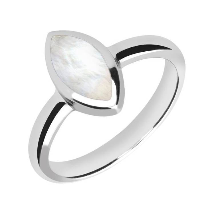Sterling Silver Mother of Pearl Marquise Ring - Silver