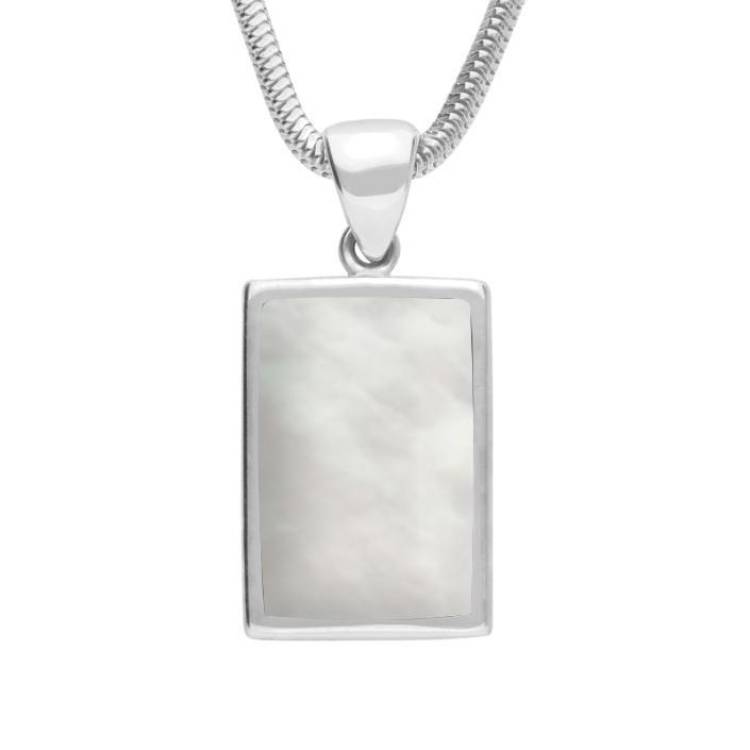 Sterling Silver Mother of Pearl Oblong Necklace - Option1 Value Silver