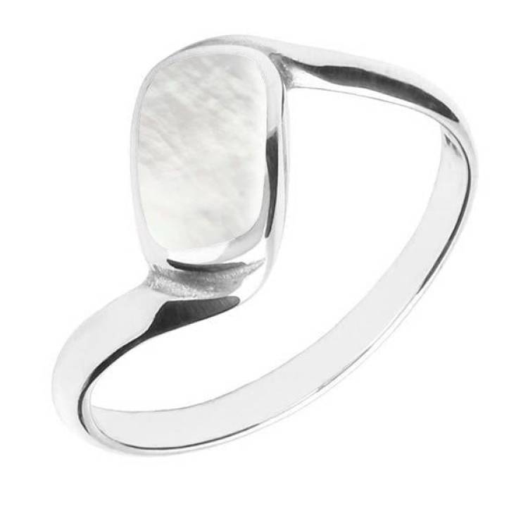 Sterling Silver Mother of Pearl Oblong Twist Ring - Option1 Value Silver