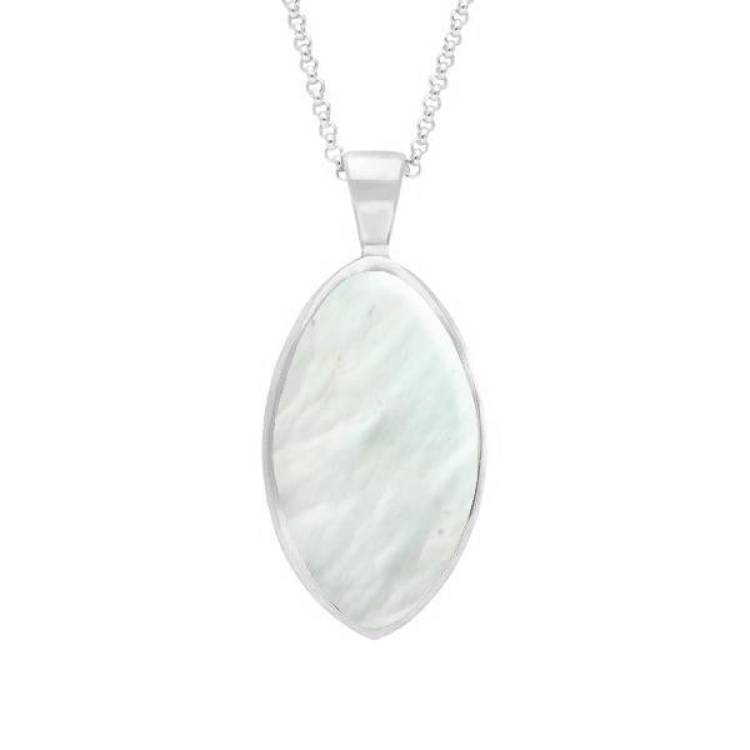 Sterling Silver Mother of Pearl Oval Necklace - Silver