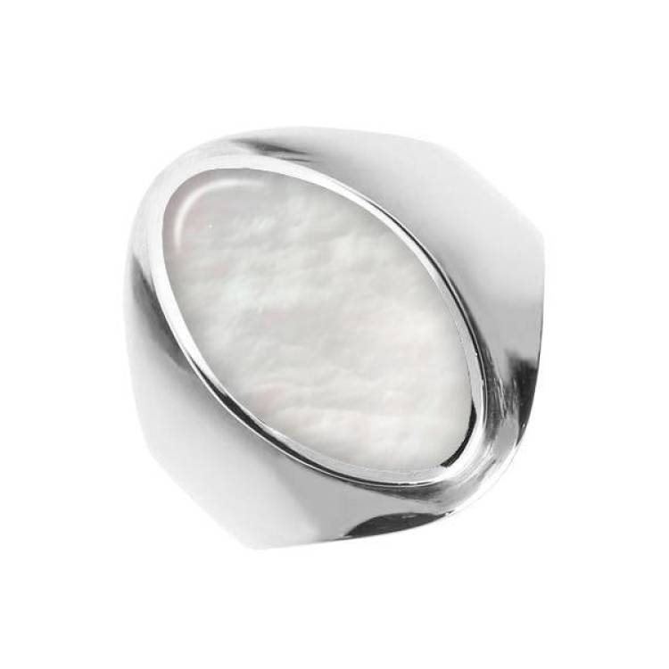 Sterling Silver Mother of Pearl Oval Ring - Option1 Value Silver