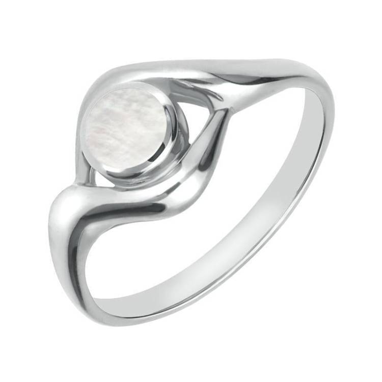 Sterling Silver Mother of Pearl Round Twist Ring - Silver