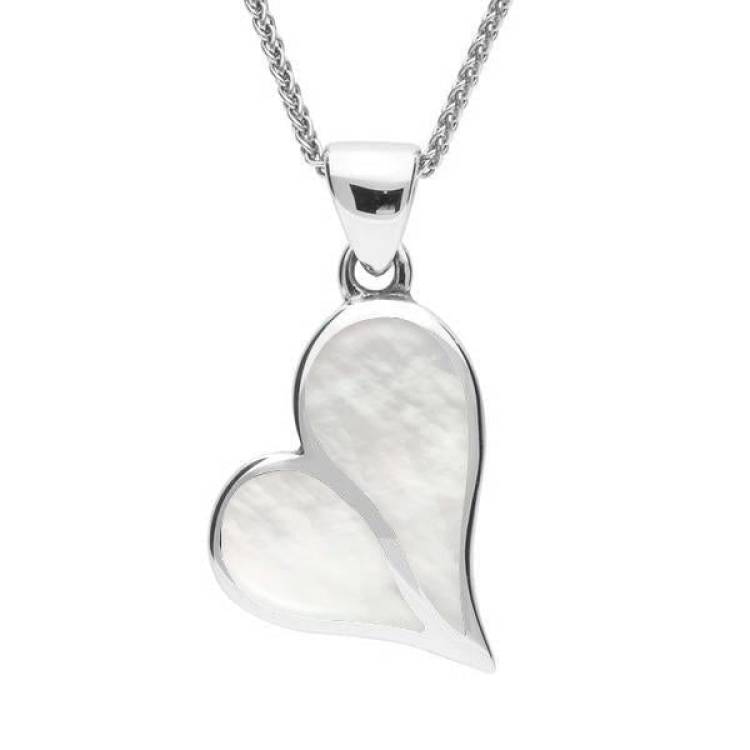 Sterling Silver Mother of Pearl Split Heart Necklace