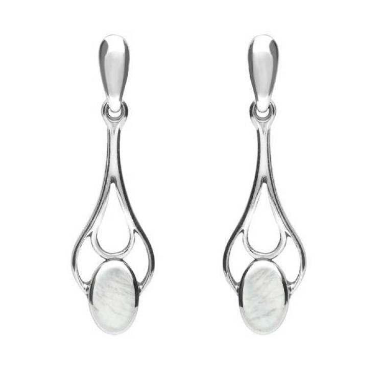 Sterling Silver Mother of Pearl Spoon Drop Earrings
