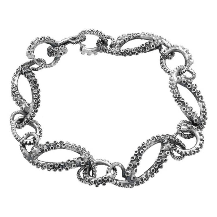 Sterling Silver Octopus Tentacle Chain Link Bracelet - Option1 Value Silver