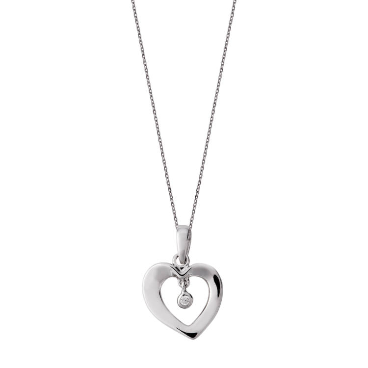 Sterling Silver Open Heart Necklace - Option1 Value Silver