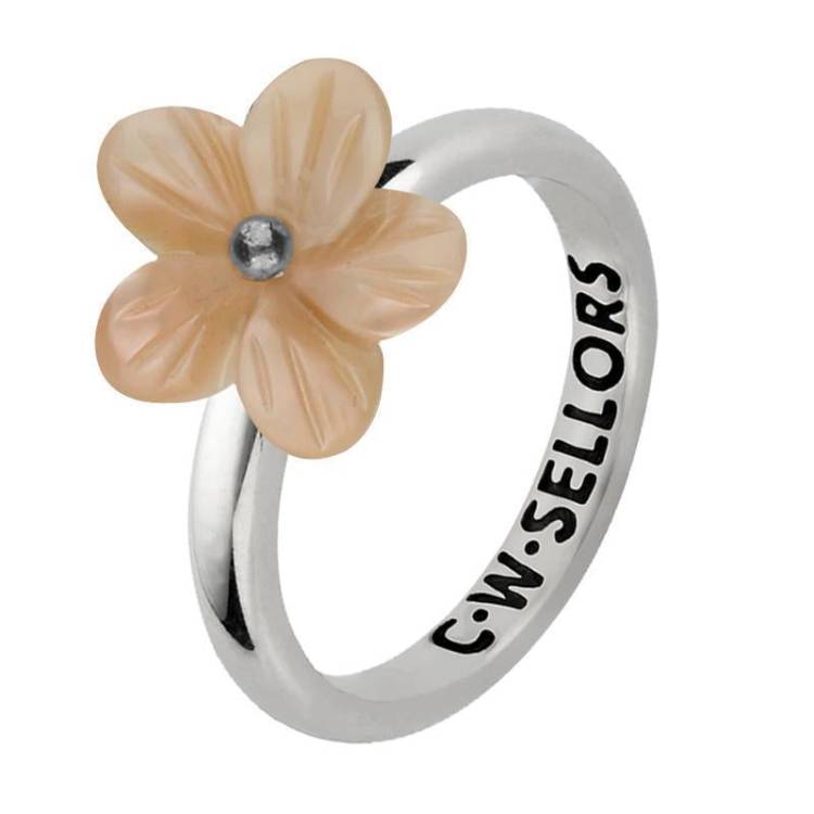 Sterling Silver Pink Mother of Pearl Tuberose 12mm Pansy Ring - Option1 Value Silver