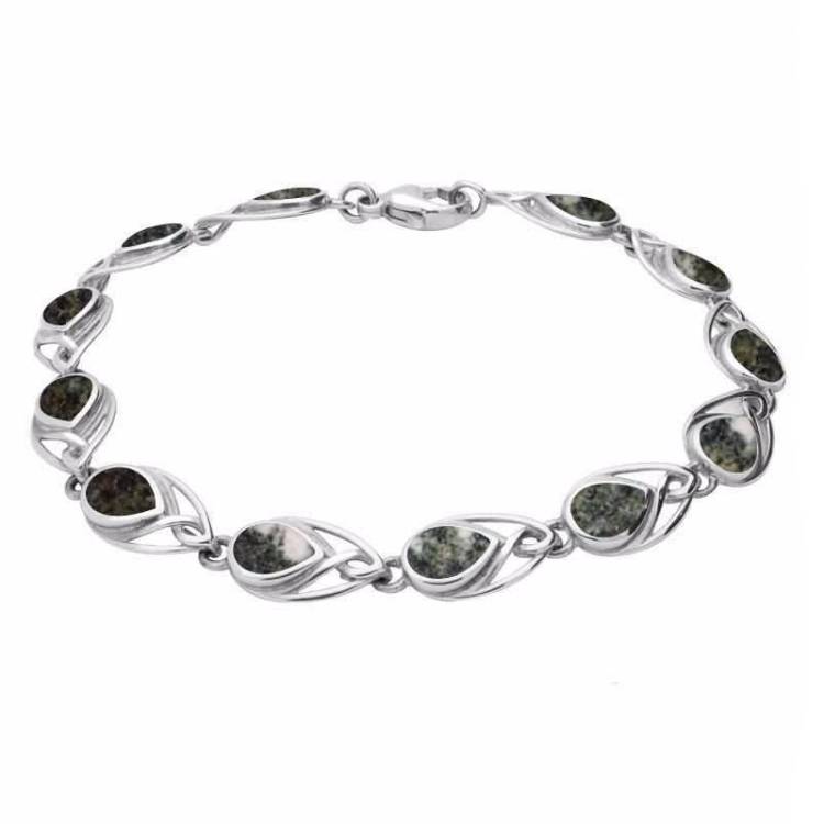 Sterling Silver Preseli Bluestone Celtic Twelve Stone Pear Bracelet - Option1 Value Silver