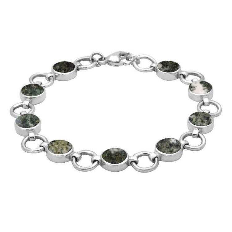 Sterling Silver Preseli Bluestone Nine Stone Round Ring Bracelet - Option1 Value Silver