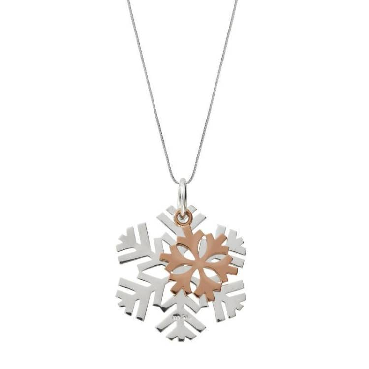 Sterling Silver Medium Snowflake Necklace - Option1 Value Silver