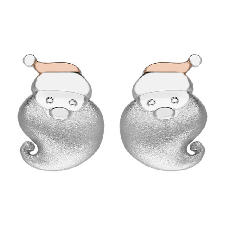 Rose Gold Plated Sterling Silver Santa Face Earrings - Option1 Value Yellow Gold