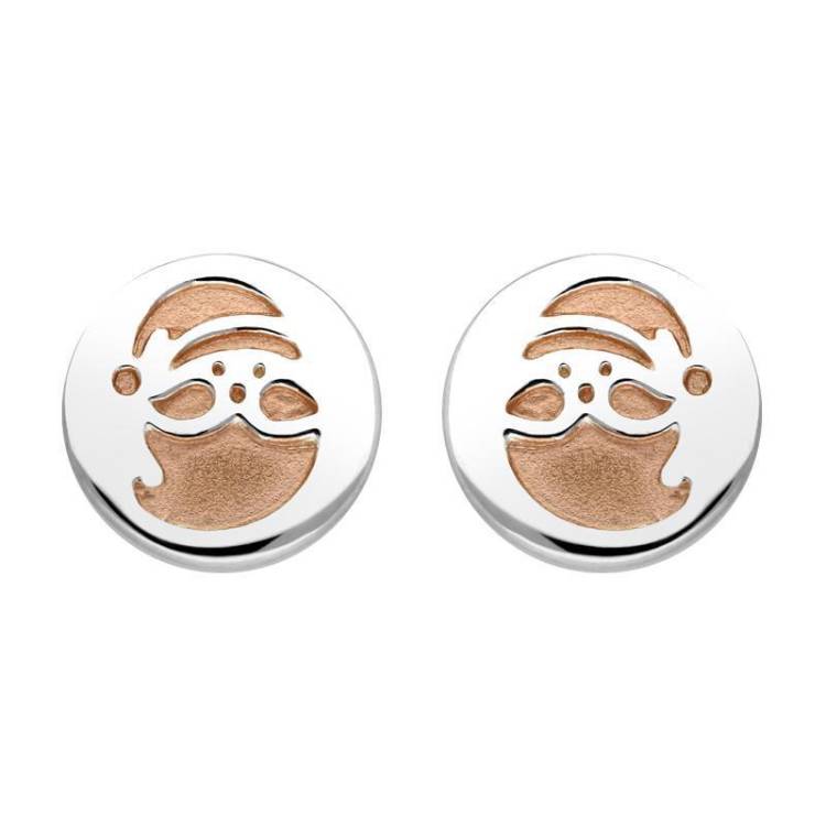 Rose Gold Plated Sterling Silver Santa Stencil Stud Earrings - Option1 Value Rose Gold