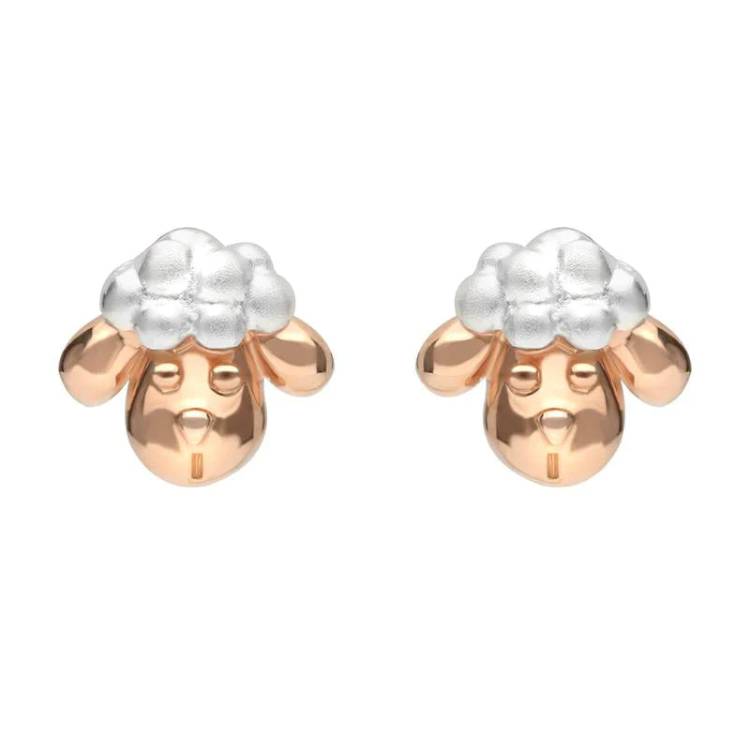 Rose Gold Plated Sterling Silver Sheep Head Earrings D - Option1 Value Silver