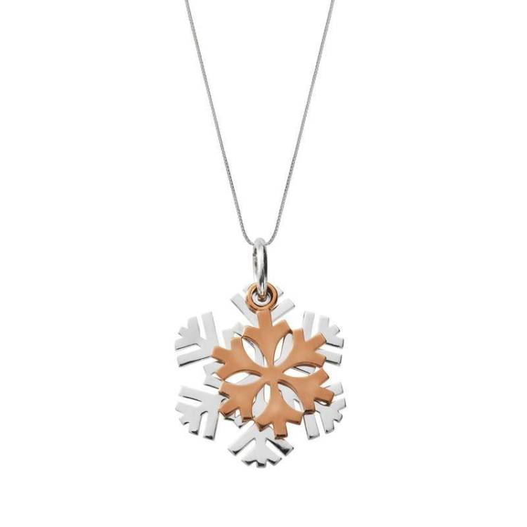 Sterling Silver Small Snowflake Necklace - Option1 Value Silver