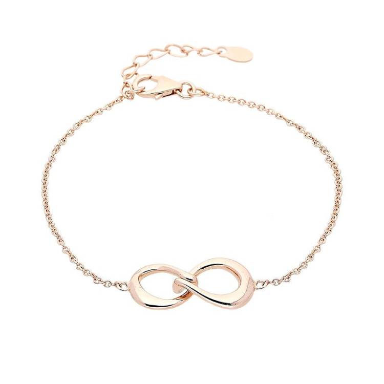 Rose Gold Plated Sterling Silver Infinity Link Bracelet - Option1 Value Silver
