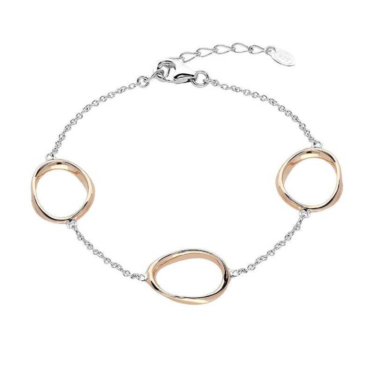 Rose Gold Plated Sterling Silver Oval Infinity Bracelet - Option1 Value Silver