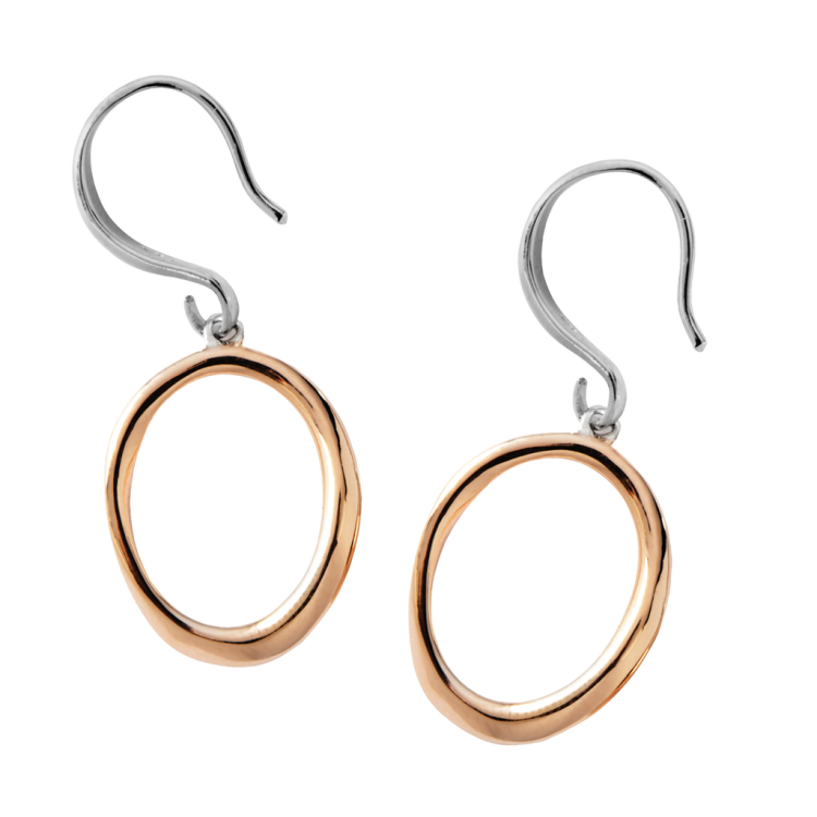 Rose Gold Plated Sterling Silver Twisted Open Oval Infinity Drop Earrings - Option1 Value