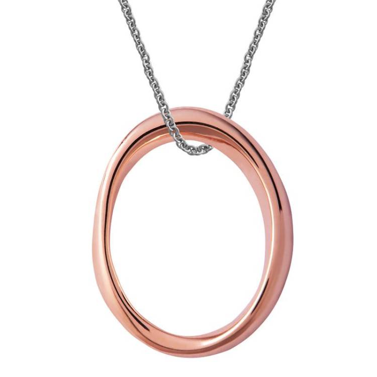 Rose Gold Plated Sterling Silver Twisted Open Oval Infinity Necklace - Option1 Value Silver