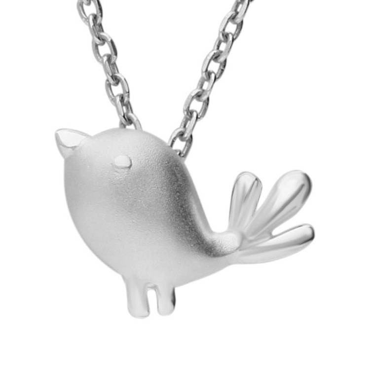 Sterling Silver Small Robin Necklace - Option1 Value Silver