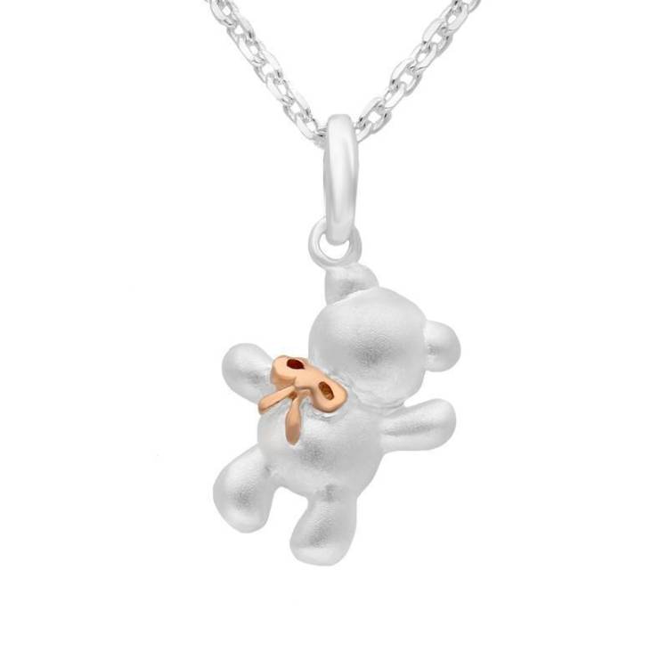 Rose Gold Sterling Silver Plated Teddy Bear Necklace - Option1 Value Silver
