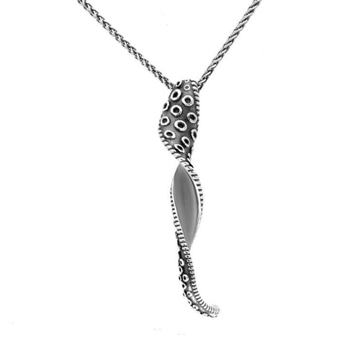 Sterling Silver Tentacle Twist Necklace - Silver