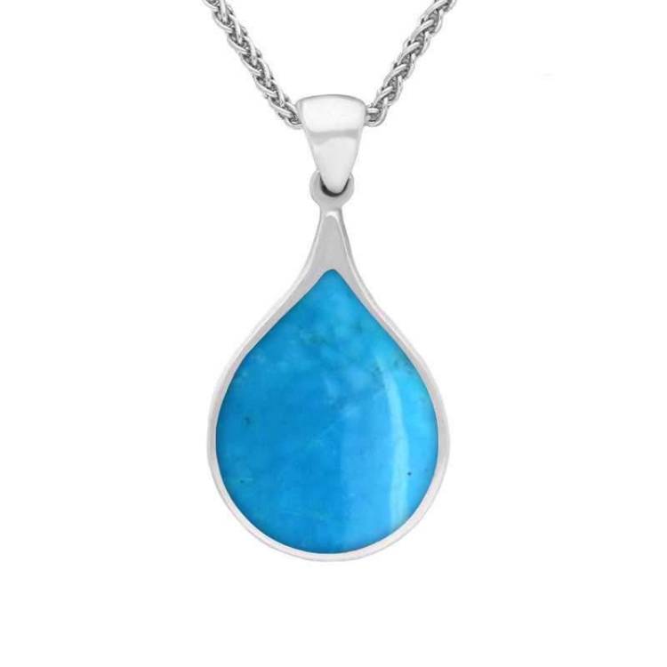 Sterling Silver Turquoise Balloon Shaped Necklace - Silver
