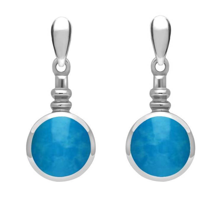 Sterling Silver Turquoise Bottle Top Drop Earrings - Option1 Value Silver