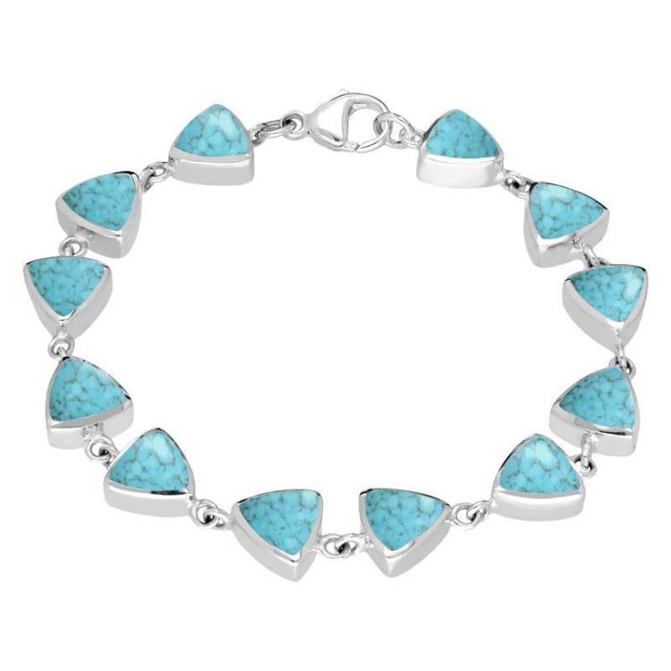 Sterling Silver Turquoise Curved Triangle Bracelet - Option1 Value Silver