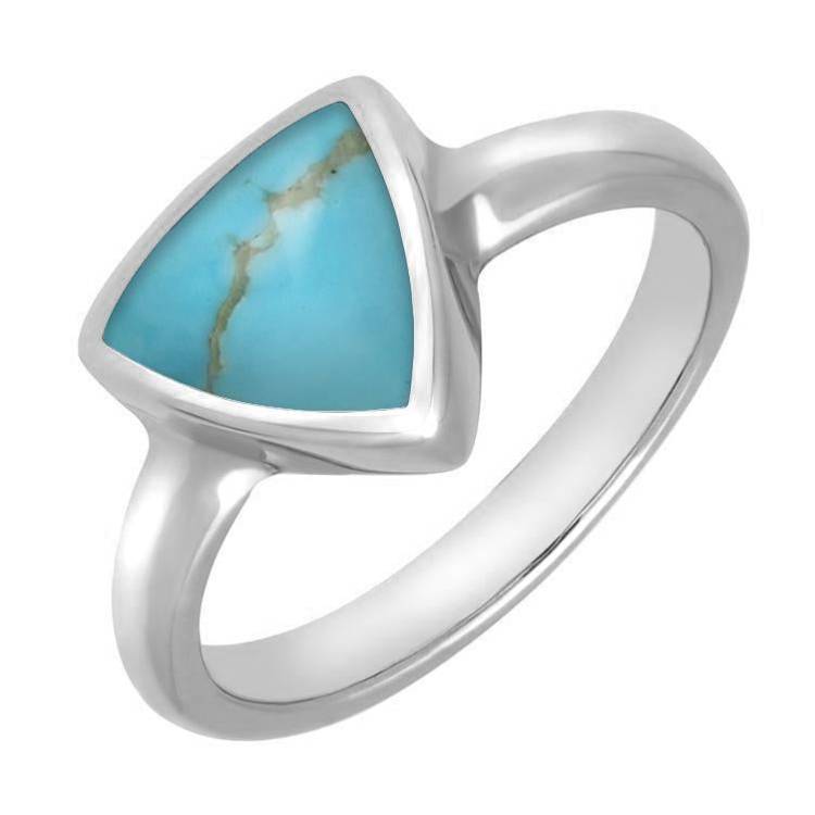 Sterling Silver Turquoise Curved Triangle Ring - Option1 Value Silver