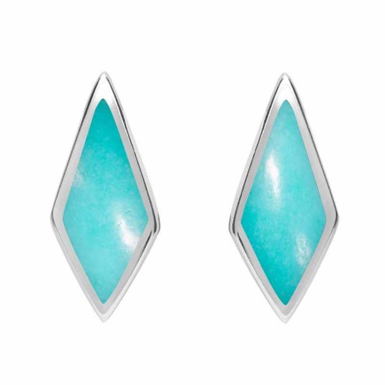 Sterling Silver Turquoise Diamond Shaped Stud Earrings - Option1 Value Silver