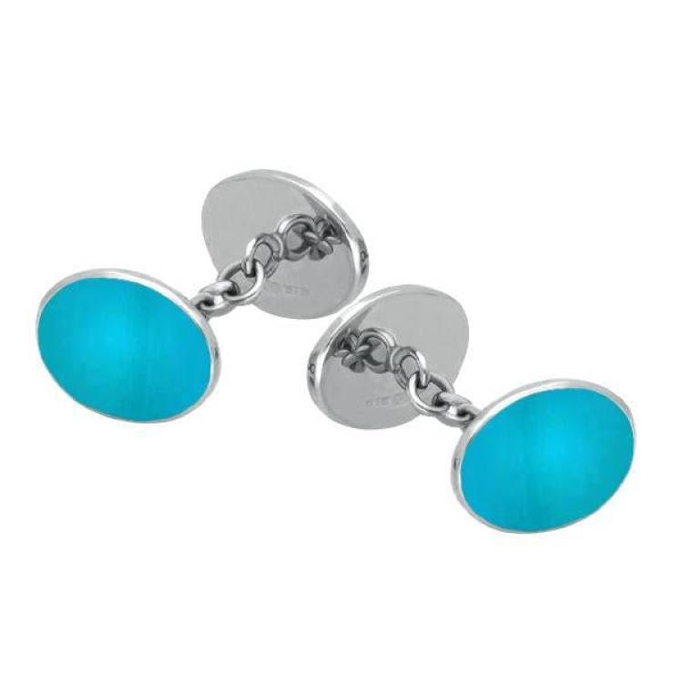 Sterling Silver Turquoise Four Stone Chain Cufflinks - Option1 Value