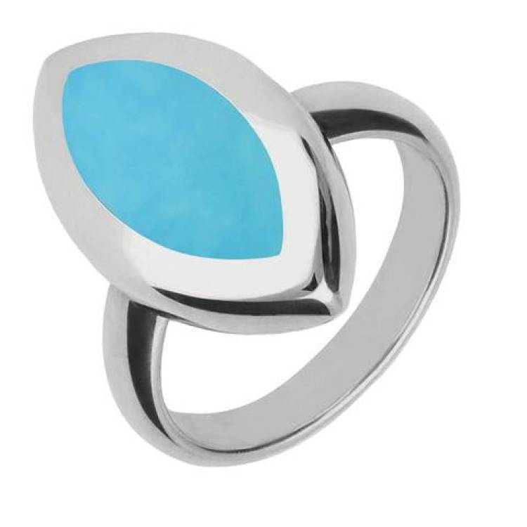 Sterling Silver Turquoise Framed Marquise Ring - Option1 Value Silver